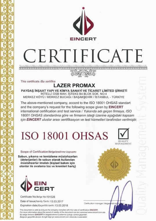 ISO18001 OHSAS - Metropol Halı Yıkama ISO18001 OHSAS