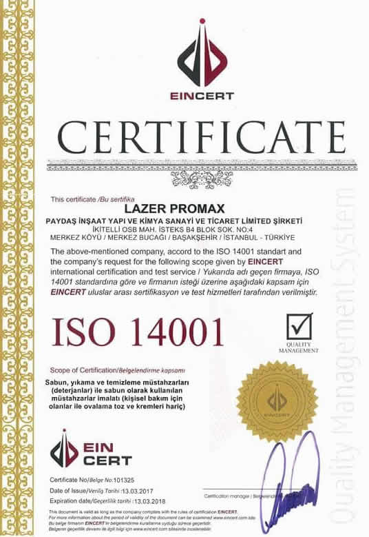 ISO 14001 - Metropol Halı Yıkama ISO 14001